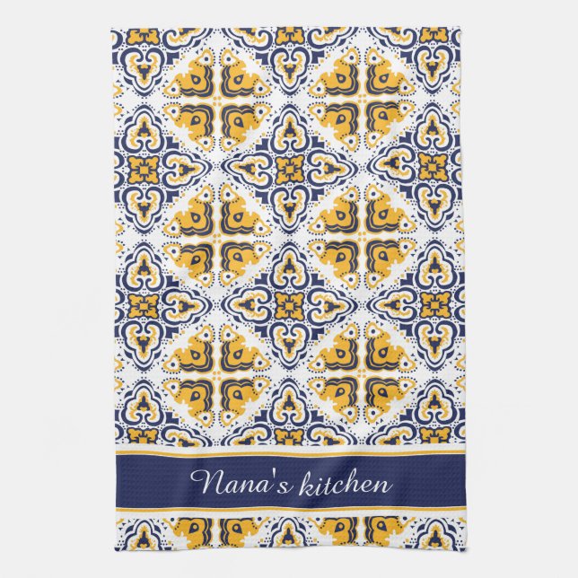 💛💙🤍 Beautiful blue and yellow Azulejos Tea Towel (Vertical)