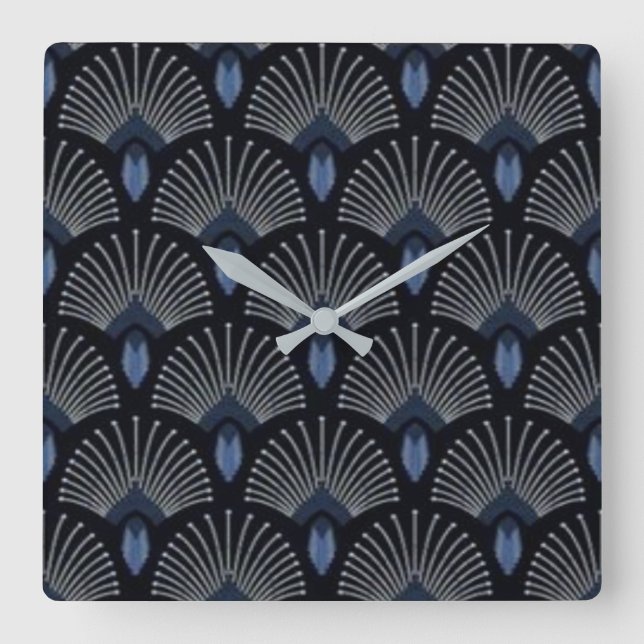 Beautiful Blue Art Deco Fan Design Clock (Front)