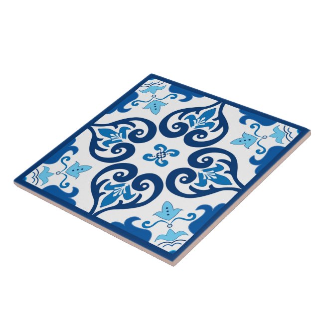 💙 Beautiful blue Azulejos III  XXL pattern Cerami Ceramic Tile (Side)