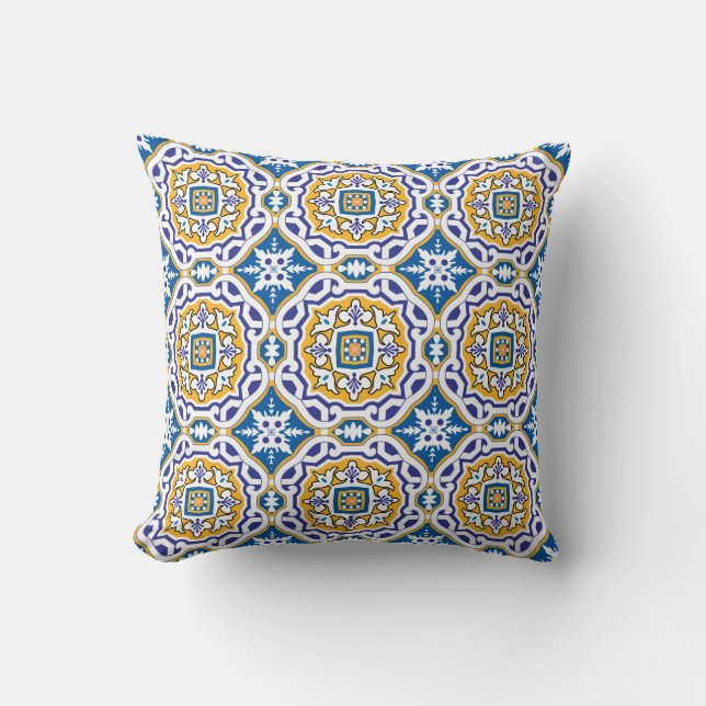 💙 Beautiful blue Azulejos IV Small tile size Cushion (Front)
