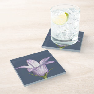 Beautiful blue bell flower glass coaster