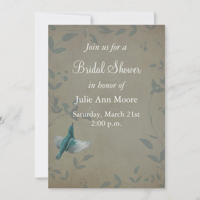 Beautiful Blue Bird Bridal Shower Invitation (Front)