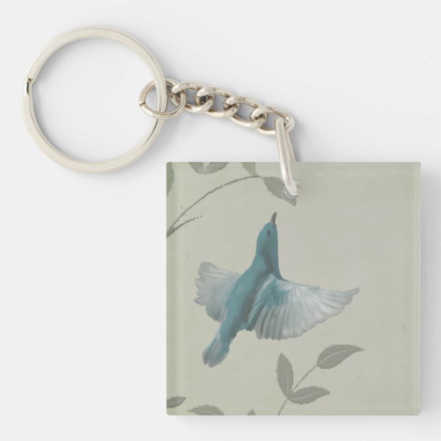 Beautiful Blue Bird Key Ring (Front)