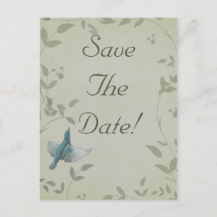 Beautiful Blue Bird Wedding Save The Date Announcement Postcard