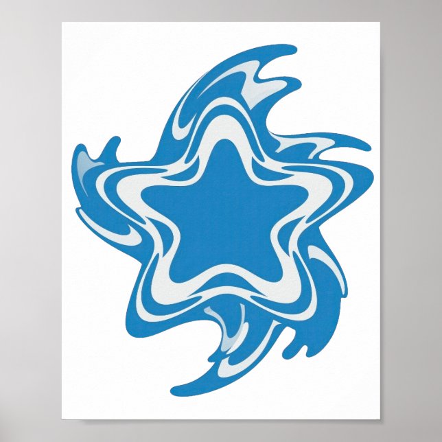 Beautiful Blue BLUE STAR Graphic Design Poster (Front)