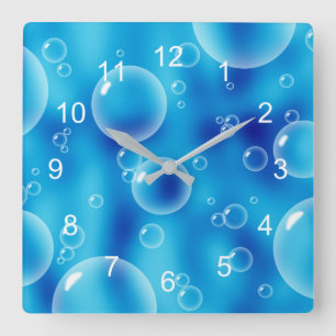 Beautiful Blue Bubbles design with white clock fac