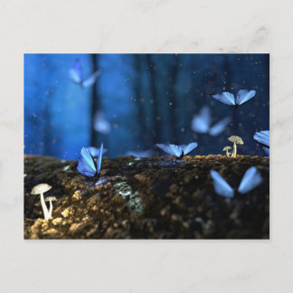 Beautiful Blue Butterflies in Forest Postcard