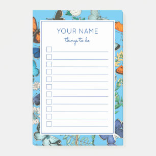 BEAUTIFUL BLUE BUTTERFLIES TO DO POST-IT NOTES