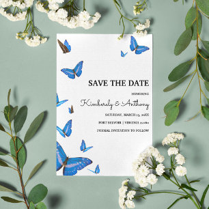 Beautiful Blue Butterflies Wedding Save the Date