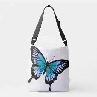 Beautiful Blue Butterfly Cross Body Tote Bag