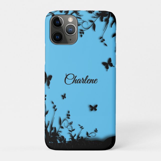 Beautiful Blue Butterfly Garden Personalised Case-Mate iPhone Case (Back)