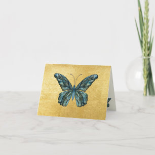 Beautiful Blue Butterfly Gold Cards Blank