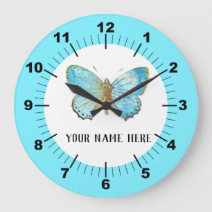 Beautiful Blue Butterfly Large Clock