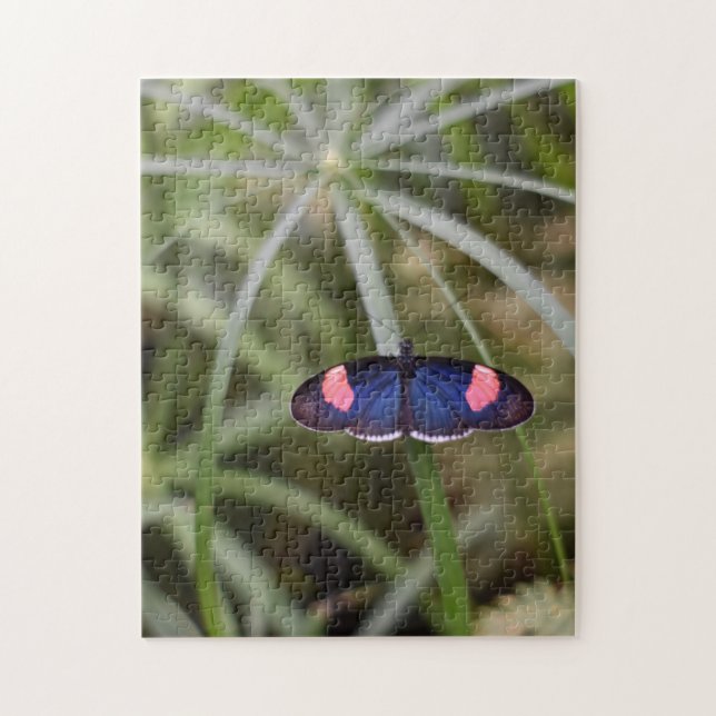 Beautiful Blue Butterfly Nature Photography Garden Jigsaw Puzzle (Vertical)