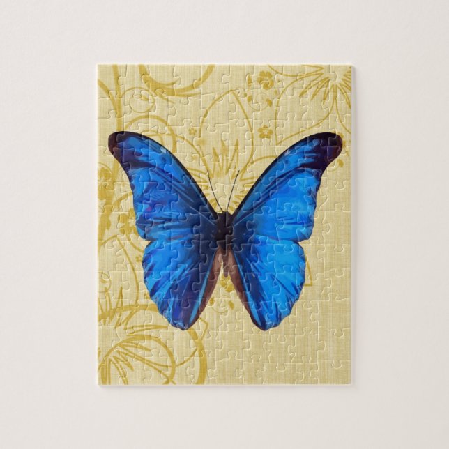 Beautiful Blue Butterfly Vintage art Jigsaw Puzzle (Vertical)