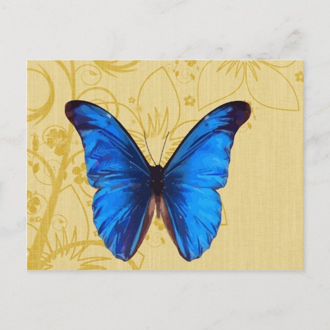 Beautiful Blue Butterfly Vintage art Postcard (Front)