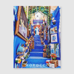 Beautiful Blue Chefchaouen Medina Magnetic Card