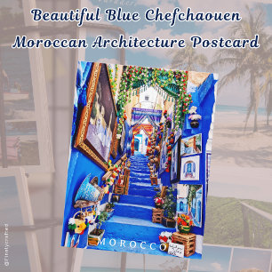Beautiful Blue Chefchaouen Moroccan Architecture Postcard
