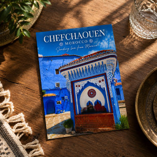 Beautiful Blue Chefchaouen Morocco Medina Streets Postcard