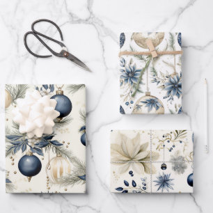 Beautiful Blue Christmas   Mix Wrapping Paper Sheet