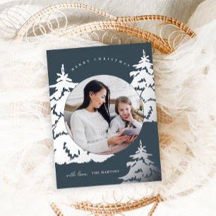 Beautiful Blue Christmas Tree Two Photo Holiday