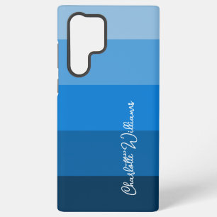 BEAUTIFUL BLUE COLOR STRIPE LINE PATTERN NAME SAMSUNG GALAXY CASE