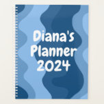 Beautiful Blue Curves Stripes Colourful Bold CUSTO Planner<br><div class="desc">Hello! I hope you like this original artwork design. Add your own text,  change the colours or fonts to personalise it. Check my shop for more designs. If you'd like something custom please let me know.</div>