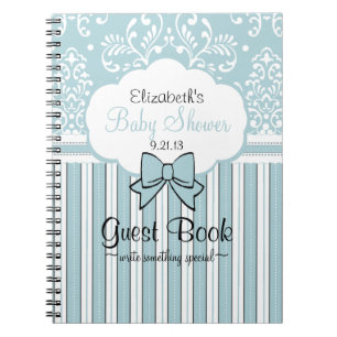 Beautiful Blue Damask Baby Shower Guest Book