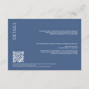 Beautiful Blue Details with QR Code Wedding Enclosure Card