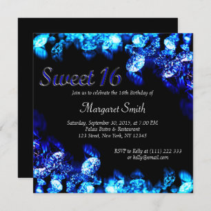 Beautiful Blue Diamond Sweet 16 Invite