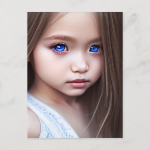 BEAUTIFUL BLUE EYED LITTLE GIRL PAINTING Postcard