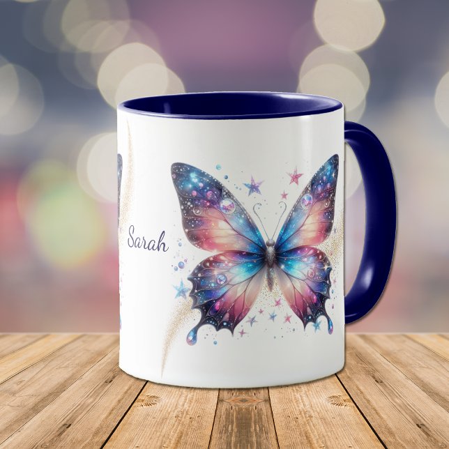 Beautiful Blue Fantasy Star Swirl Butterfly Mug (Creator Uploaded)