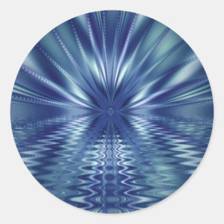 Beautiful Blue Fine Fractal Art Classic Round Sticker