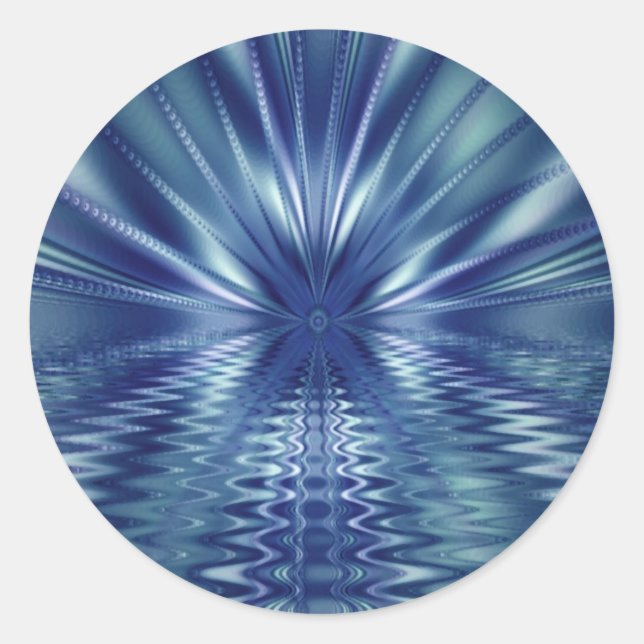 Beautiful Blue Fine Fractal Art Classic Round Sticker (Front)