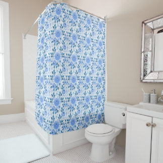 beautiful blue Floral Design gift pattern for her Shower Curtain