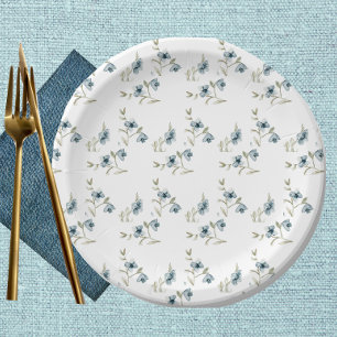 Beautiful Blue Floral French Elegance Paper Plate