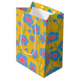 Beautiful blue floral medium gift bag