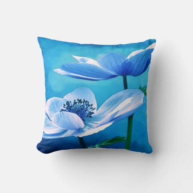 Beautiful Blue Floral Pillow (Front)