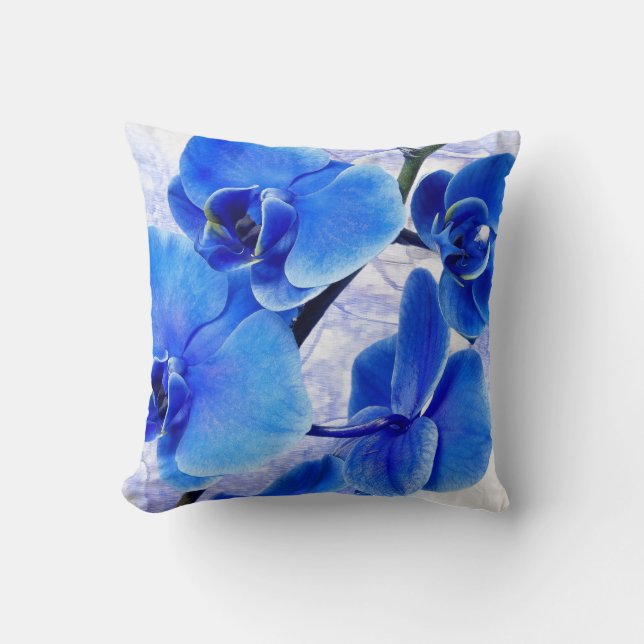 Beautiful Blue Floral Pillow (Front)