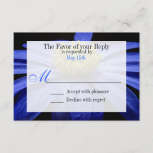 Beautiful Blue Flower on Black Wedding RSVP Cards