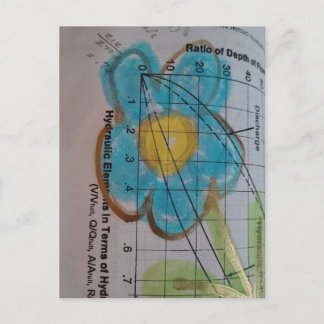 Beautiful Blue Flower on Vintage Textbook Page Postcard