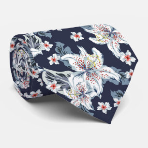 Beautiful blue flower pattern tie