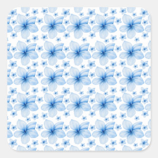 Beautiful Blue Flower Seamless Pattern Square Sticker