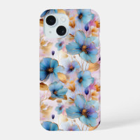 Beautiful Blue Flowers Alcohol Ink in Soft Pastels