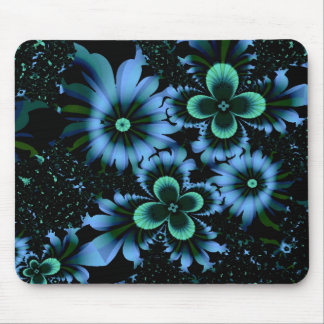 Beautiful Blue Flowers Fine Fractal Art Mouse Pad