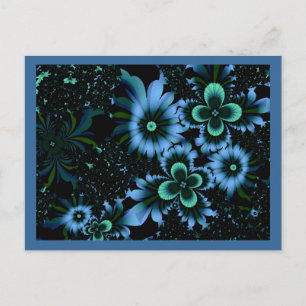 Beautiful Blue Flowers Fine Fractal Art Postcard