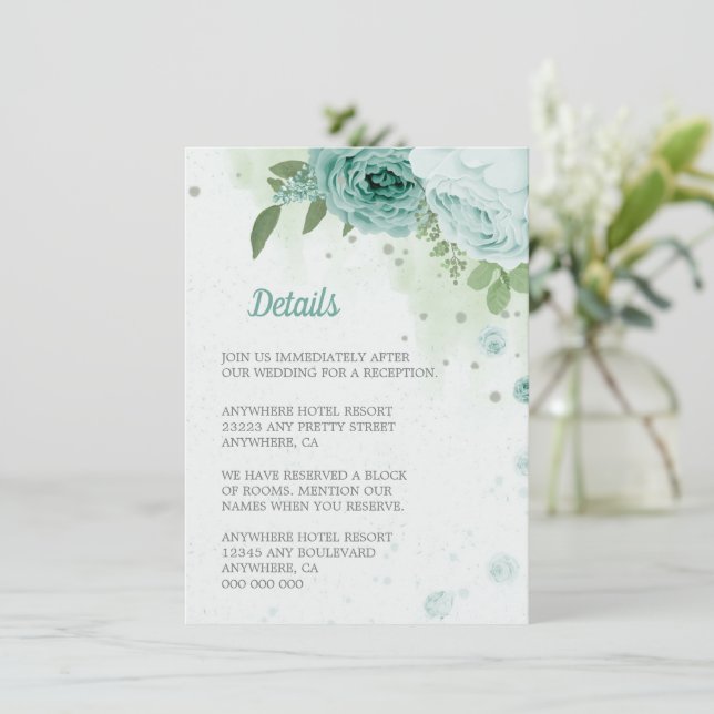 beautiful blue flowers greenery botanical enclosure card (Standing Front)