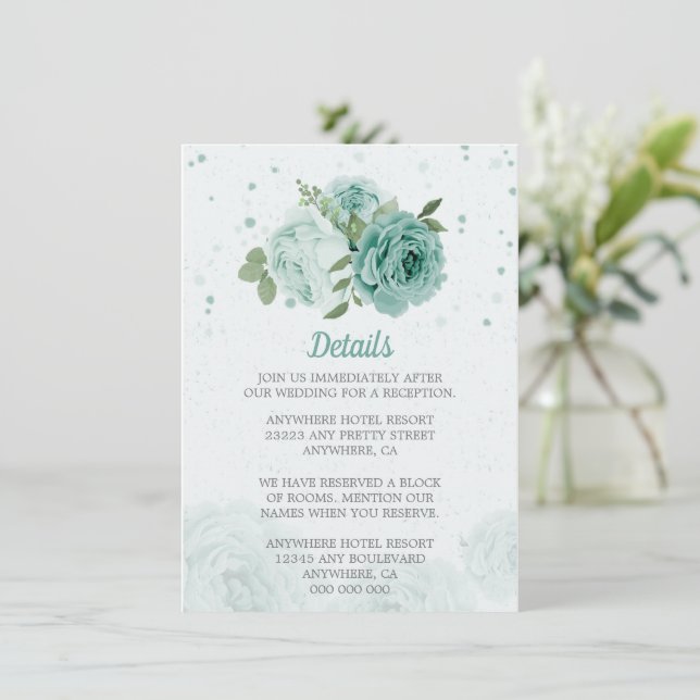 beautiful blue flowers greenery botanical enclosure card (Standing Front)