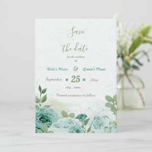 beautiful blue flowers greenery botanical save the date