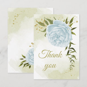 beautiful blue flowers greenery botanical thank you card